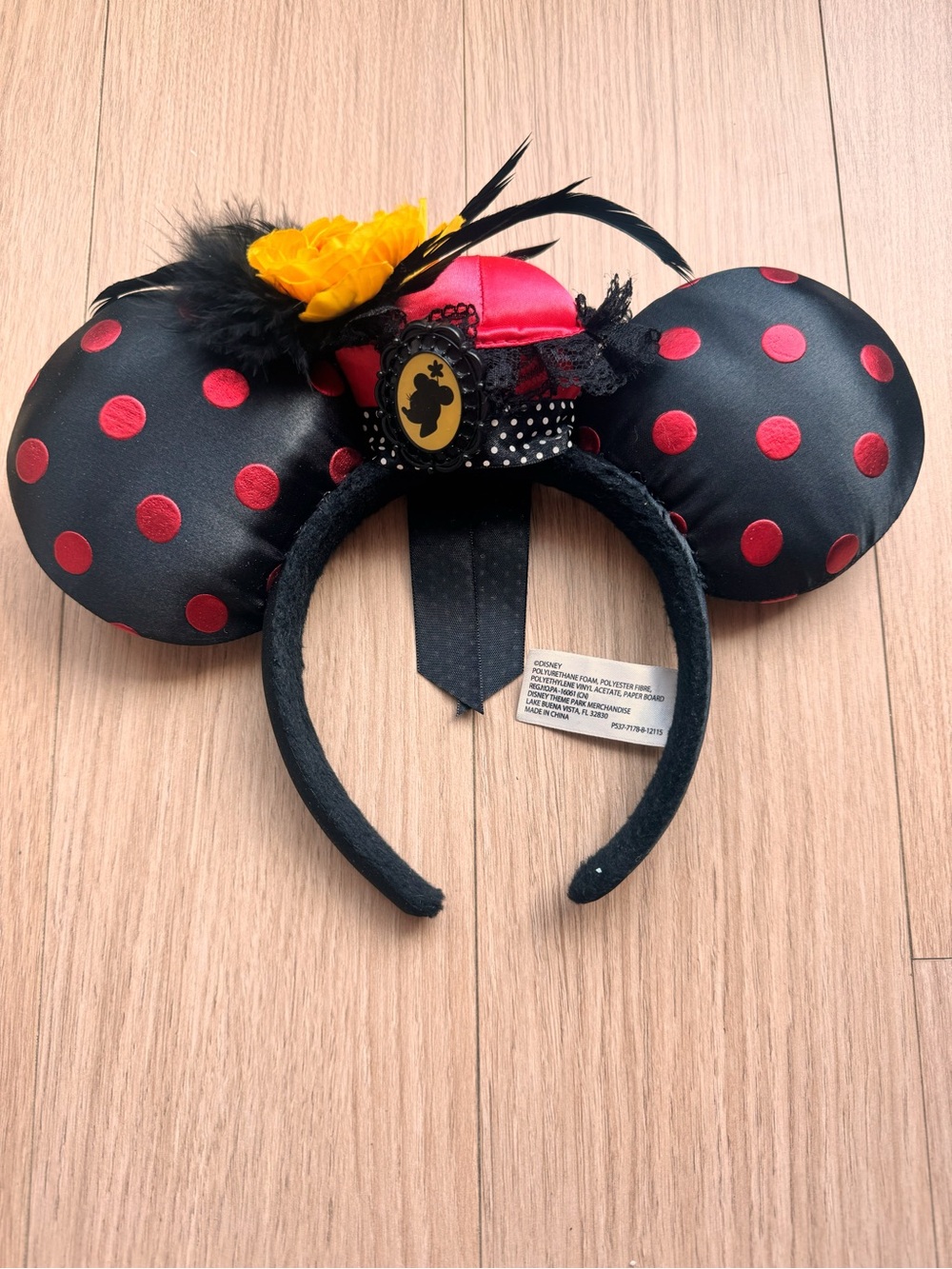 Minnie Mouse Ears Black Red Polka Dot Victorian Cameo Headband Halloween Disney